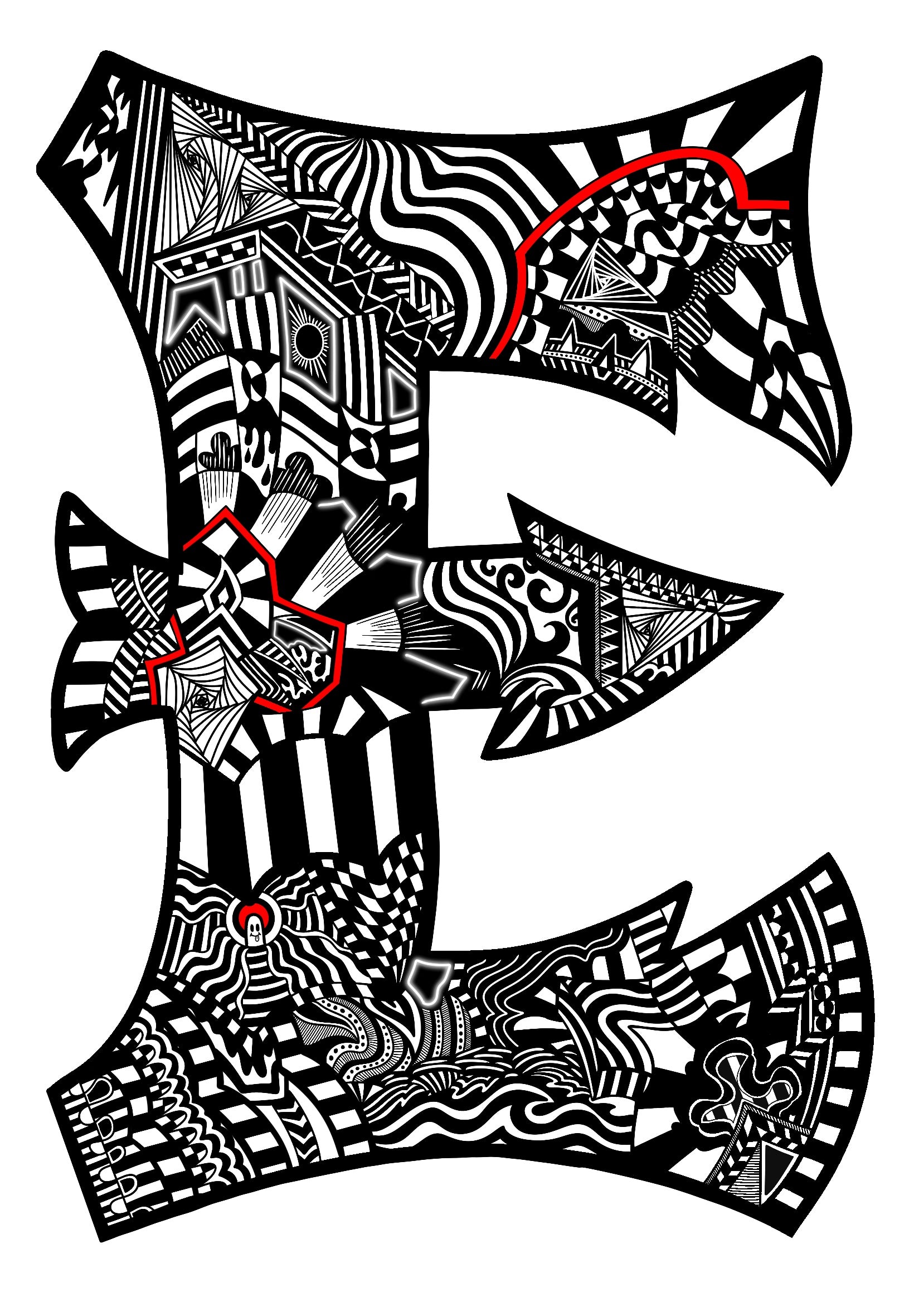 Letter E - Graphic Print